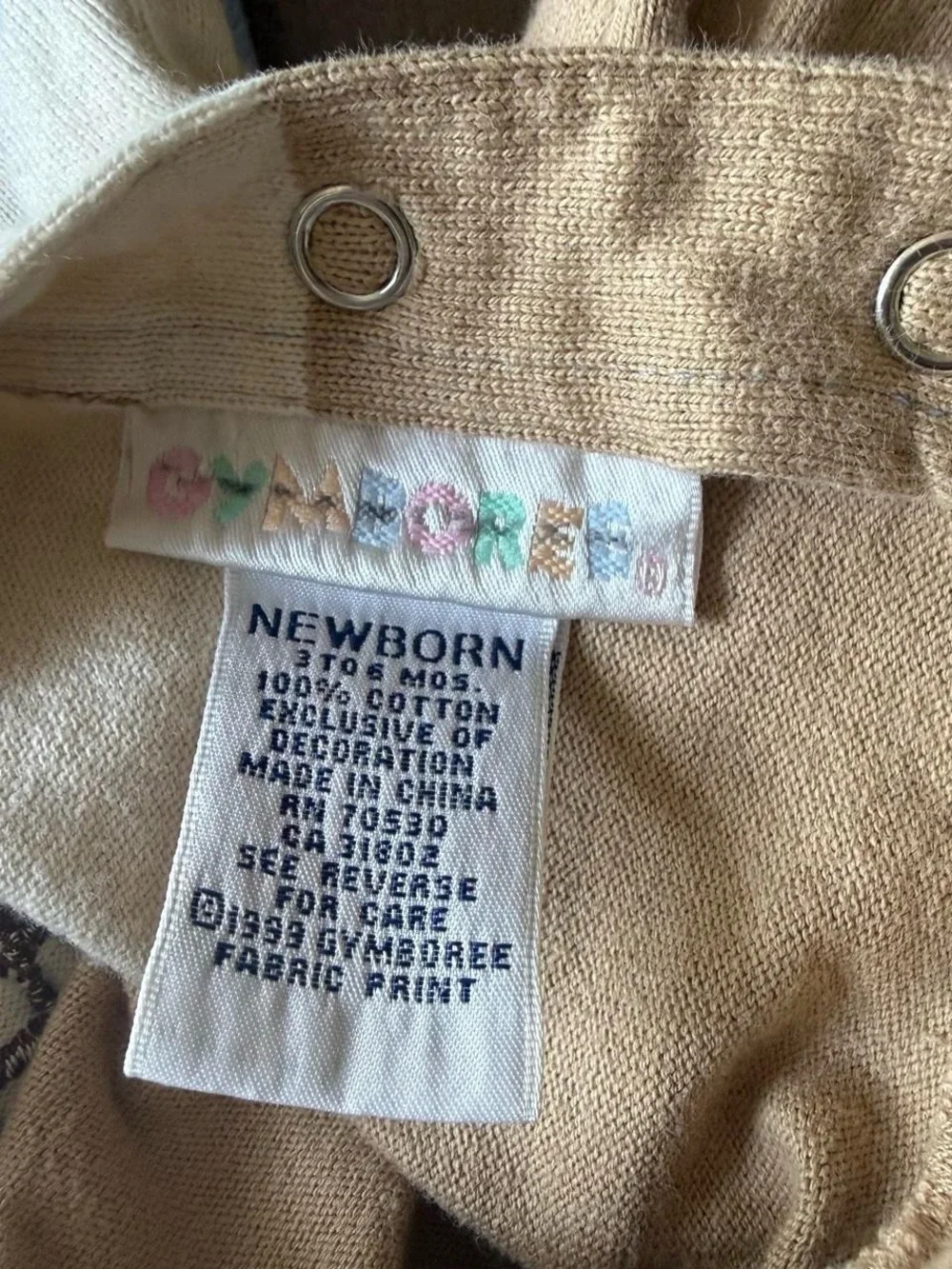 Vintage Gymboree Blue and Tan Colorblock Bicycle Footie